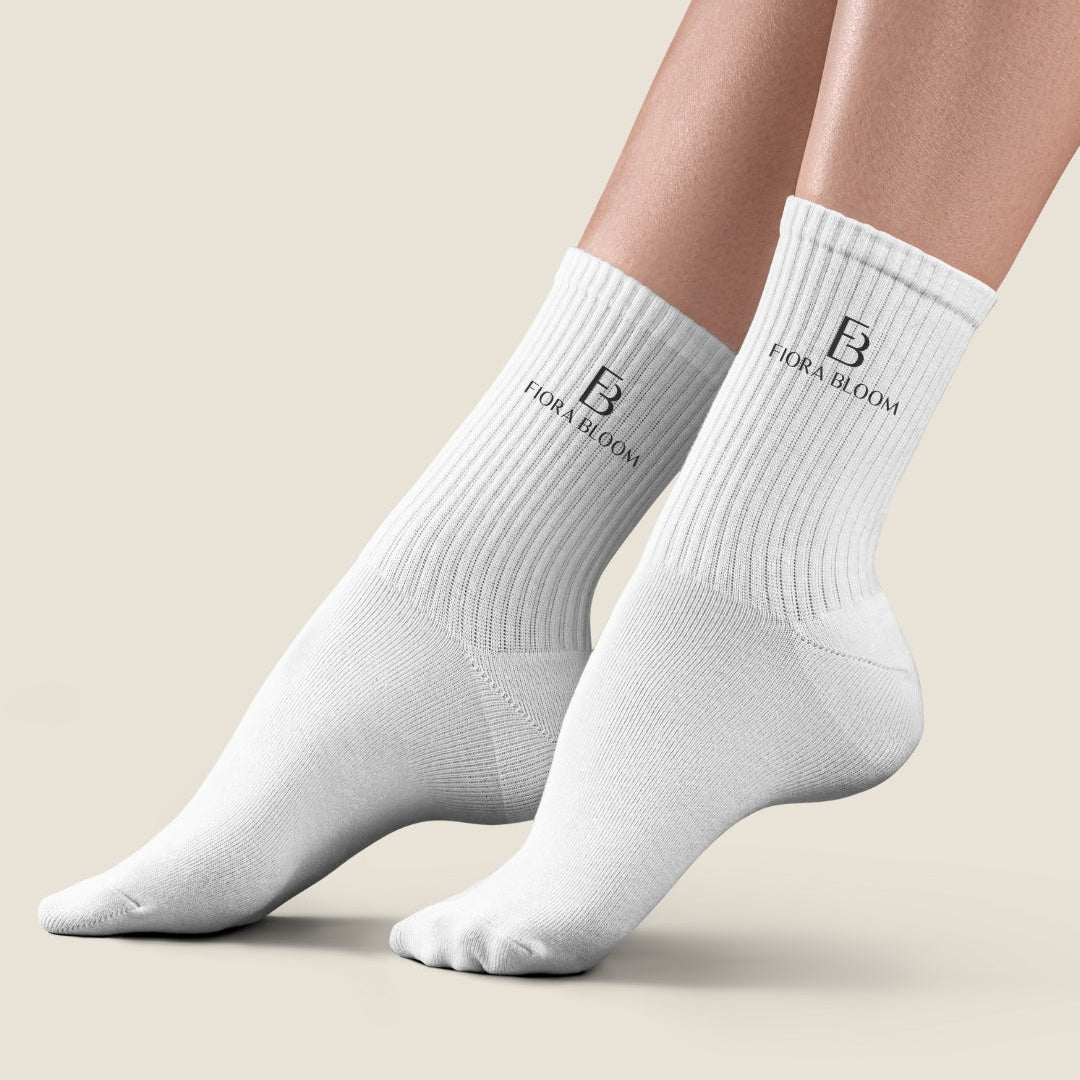 Sportsocken Damen & Crew Socks Weiss – Premium Baumwolle | Fiora Bloom