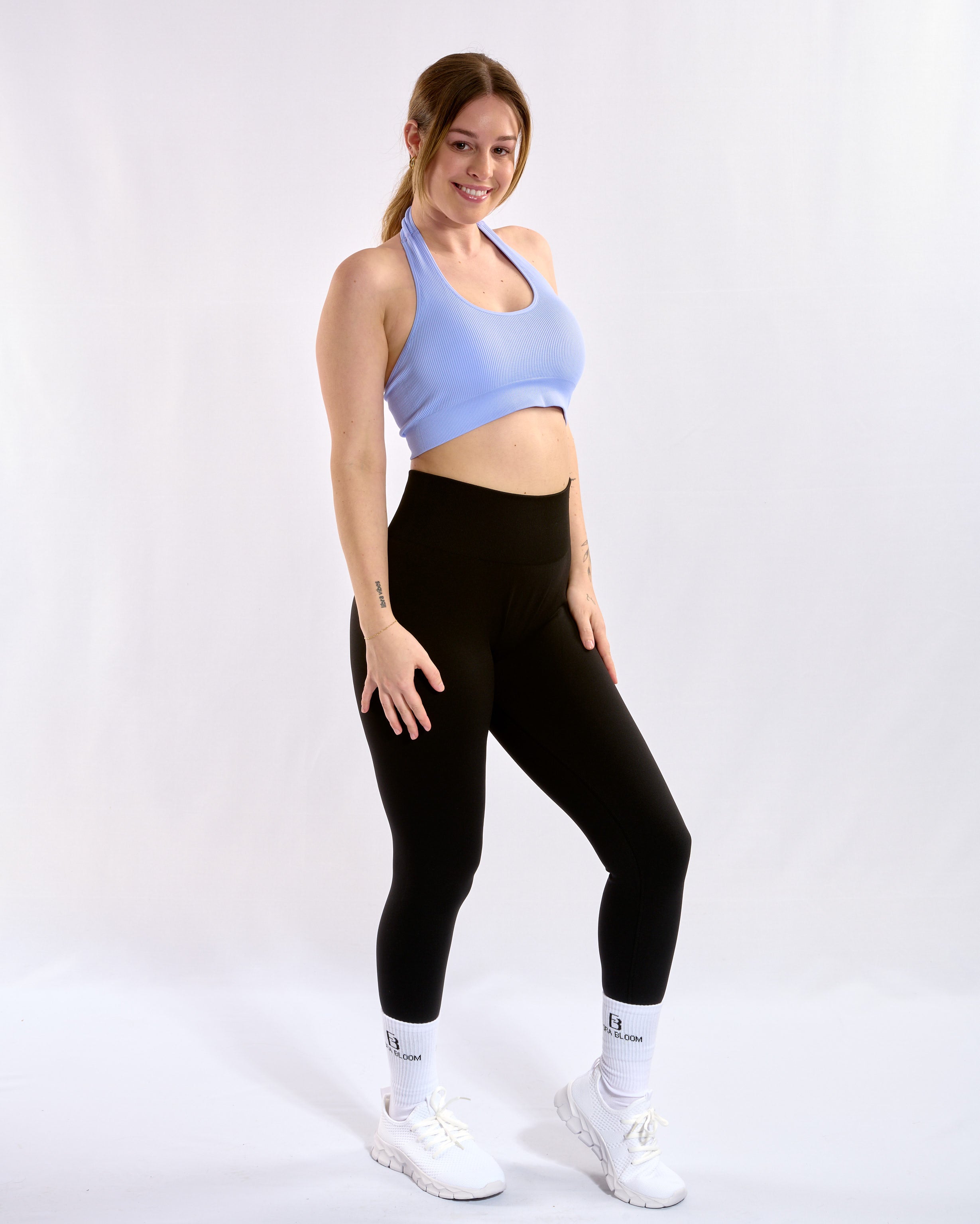 Seamless Ribbed Top Hellblau