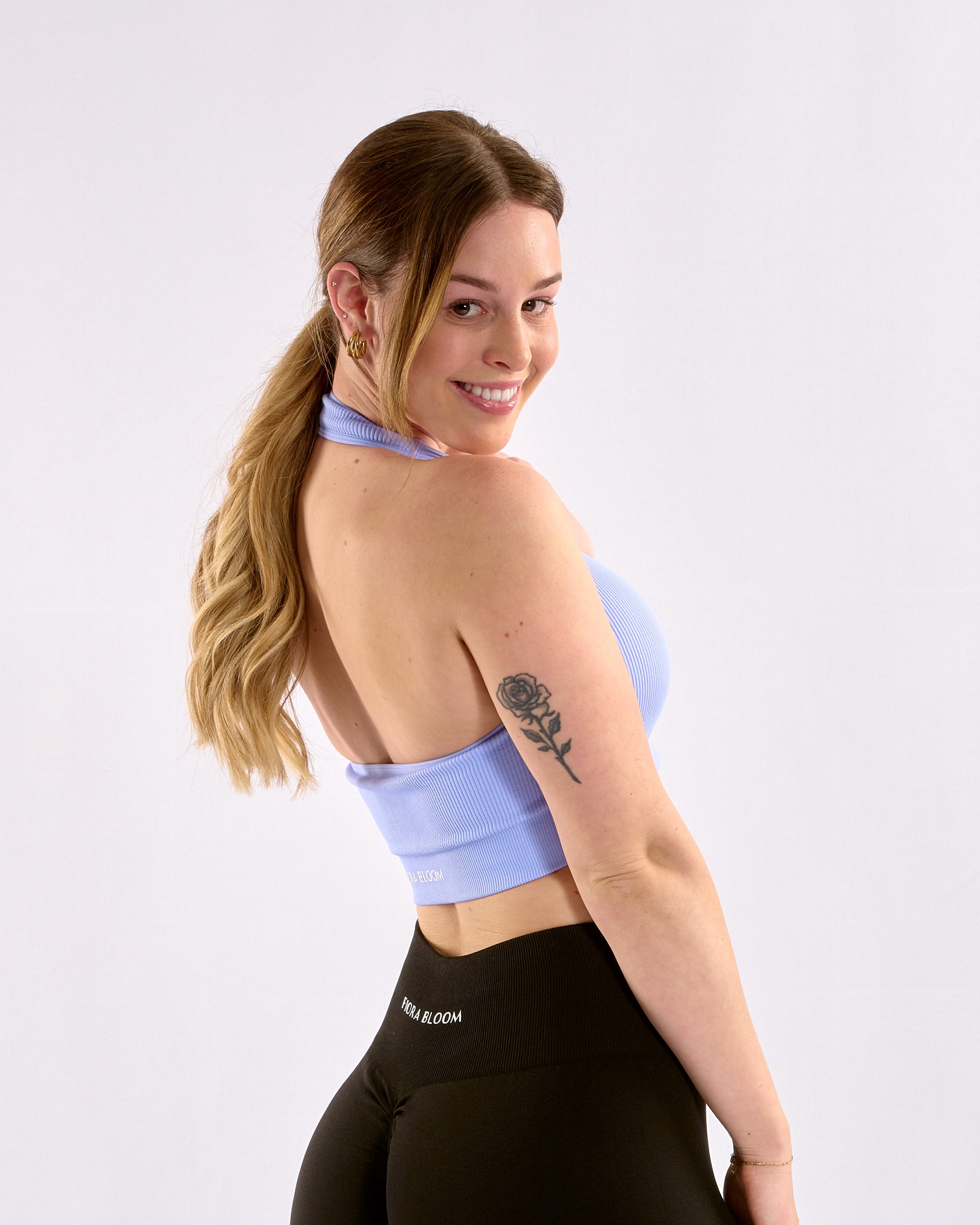 Seamless Ribbed Top Hellblau