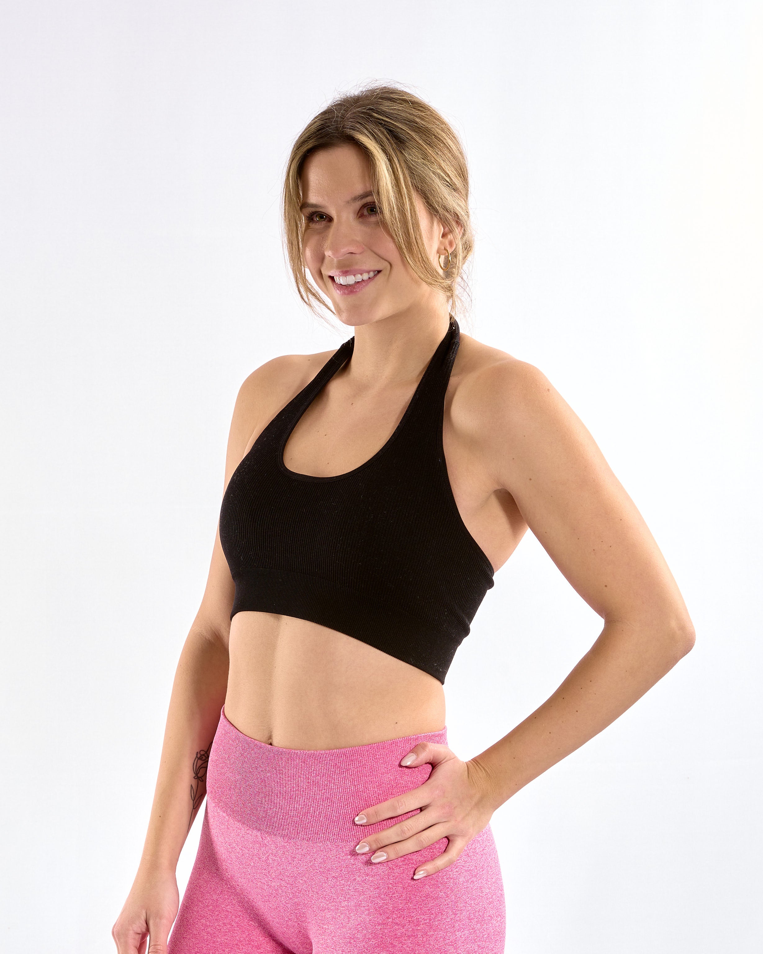 Seamless Ribbed Top Schwarz