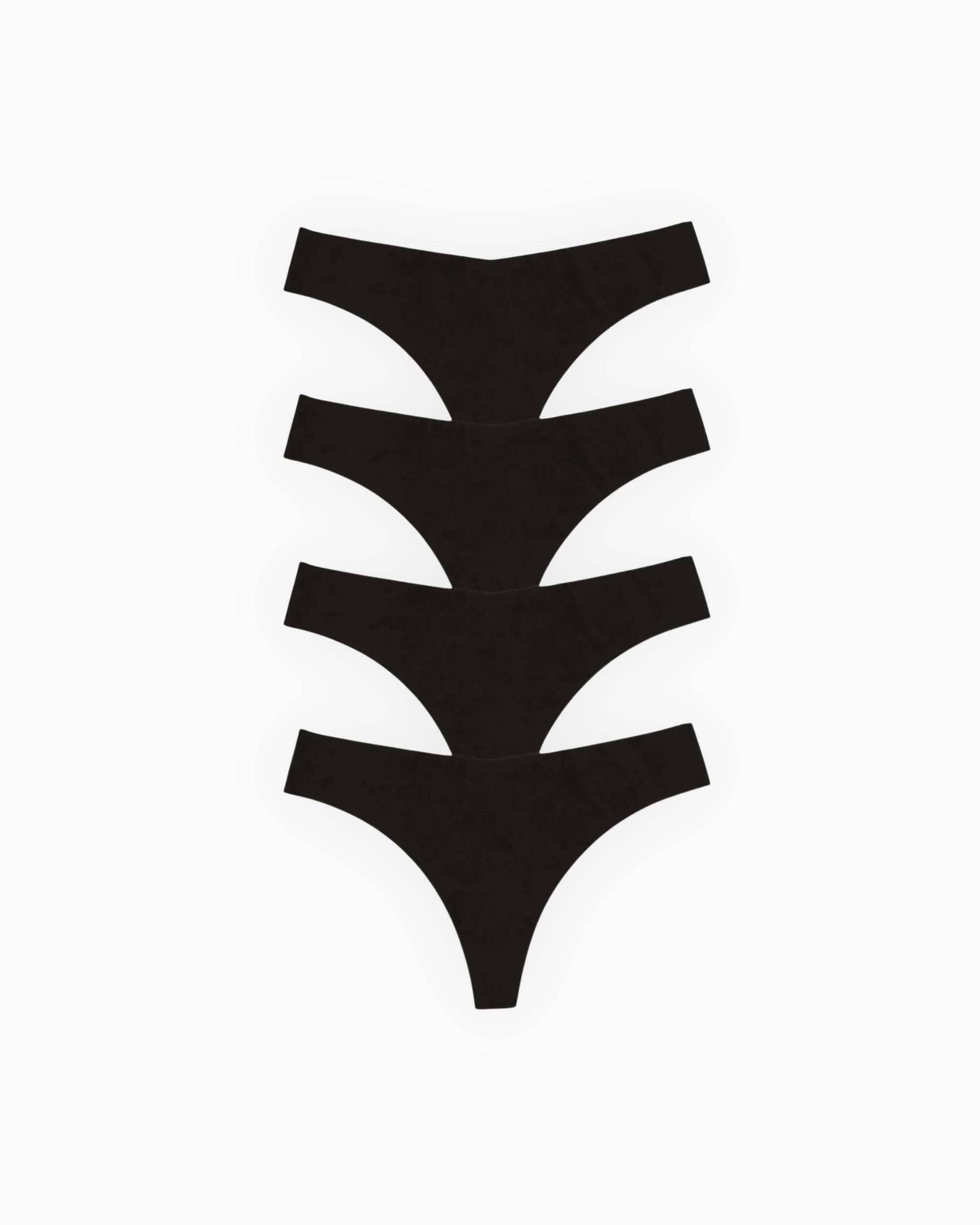 Seamless Tanga Schwarz (4er)